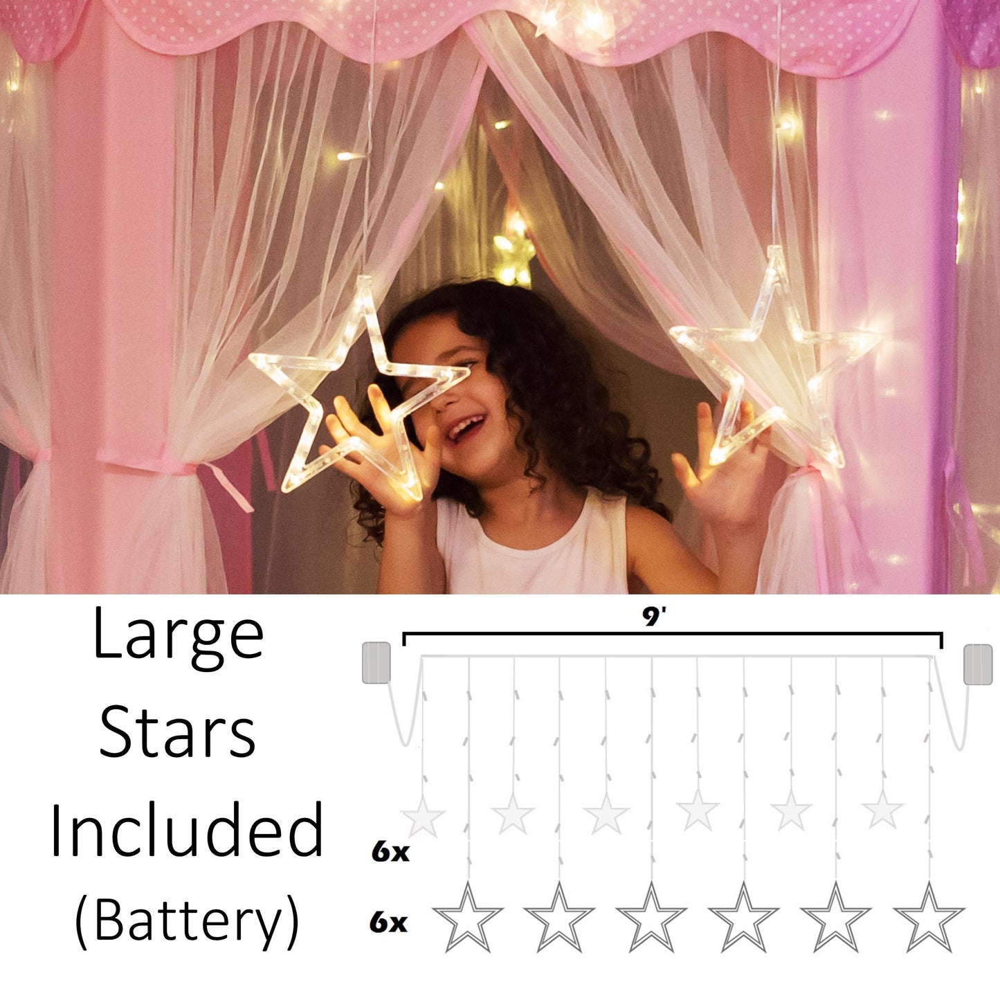 Perfectto Design Princess Castle Play Tent with Star Lights – Indoor Play for Girls 3-7