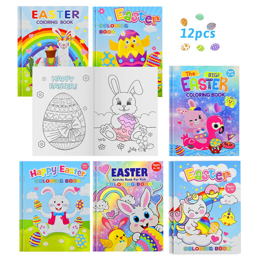 PERFQU 12-Pack Easter Coloring Books for Kids — Party Favors & Basket Stuffers