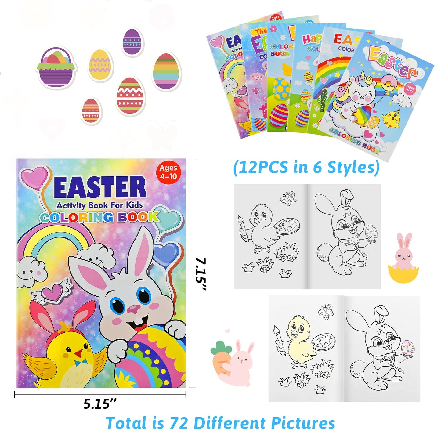 PERFQU 12-Pack Easter Coloring Books for Kids — Party Favors & Basket Stuffers