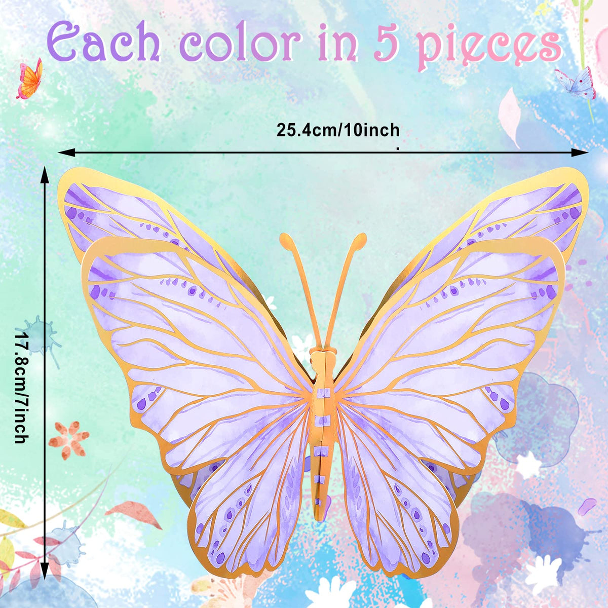 PerKoop 10 Pcs Large Butterfly Centerpieces – 3D Paper Table Toppers (Pink & Purple)