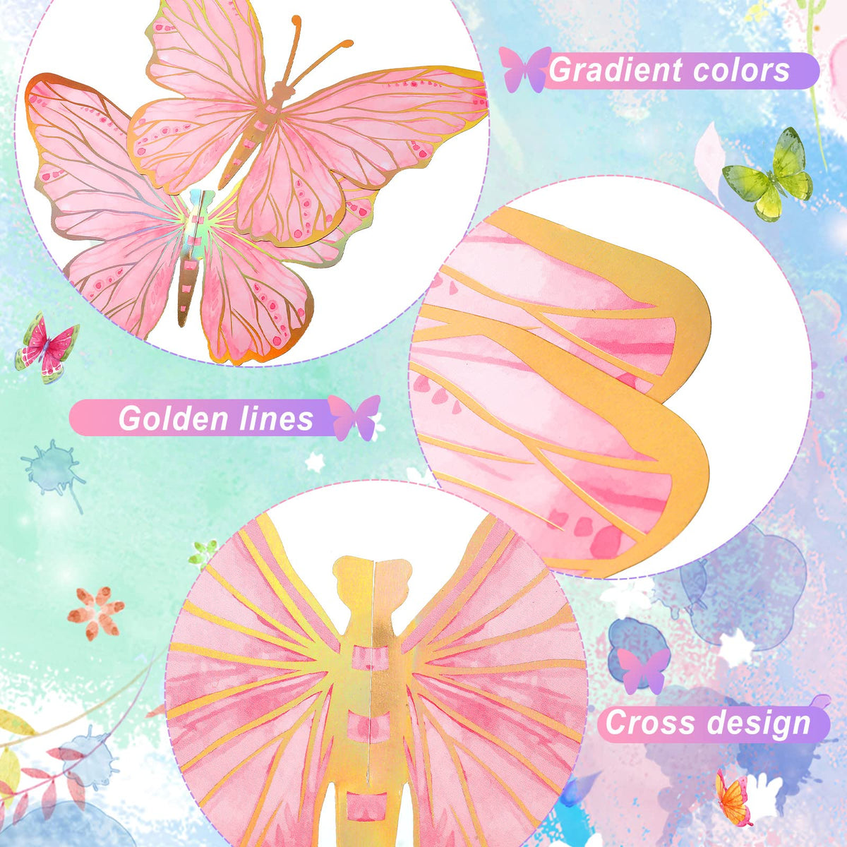 PerKoop 10 Pcs Large Butterfly Centerpieces – 3D Paper Table Toppers (Pink & Purple)