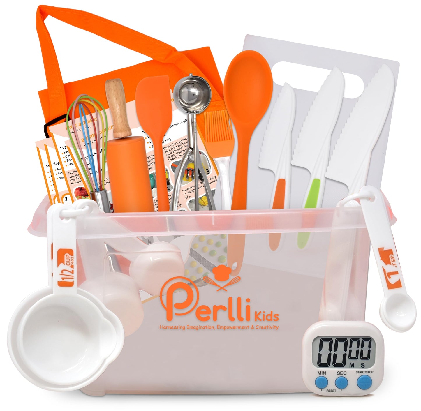 PERLLI Kids Real Cooking Set – 31 Pc Chef Kit for Ages 6+