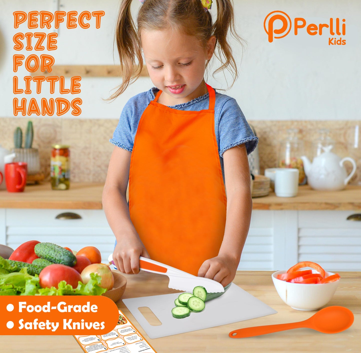 PERLLI Kids Real Cooking Set – 31 Pc Chef Kit for Ages 6+