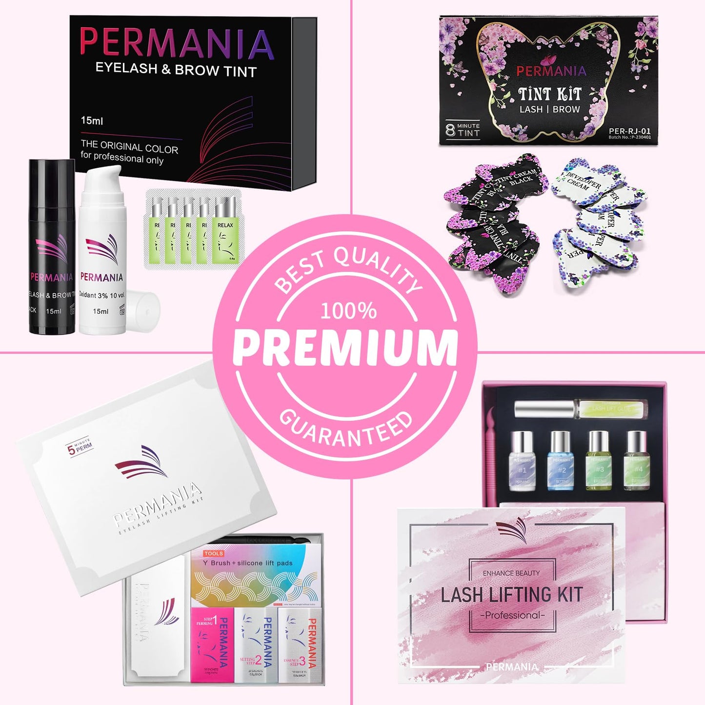 PERMANIA Lash Lift & Black Color Kit – Salon-Quality Eyelash Perm & Brow Lamination