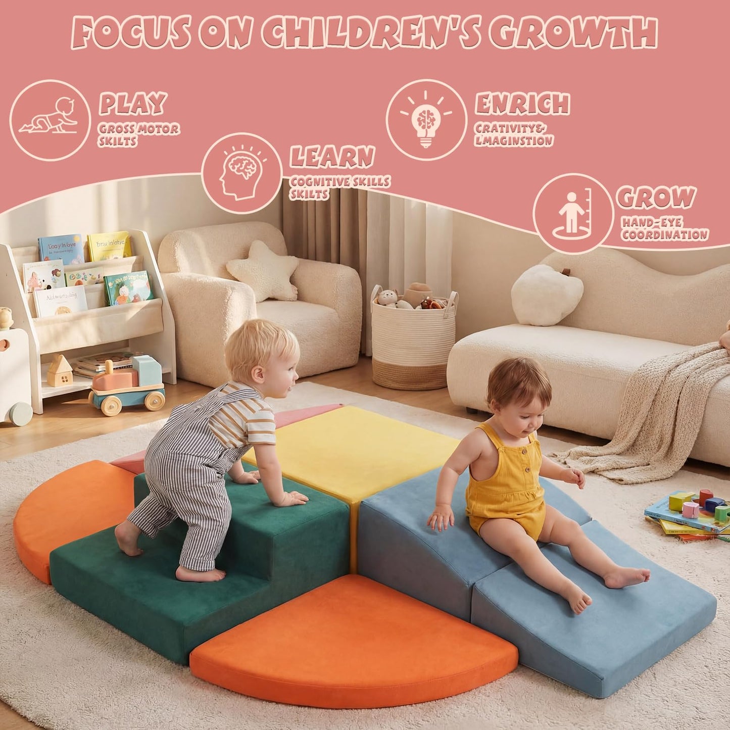 Pernasal Foam Climbing Blocks for Toddlers — 6-Piece Soft Play Set