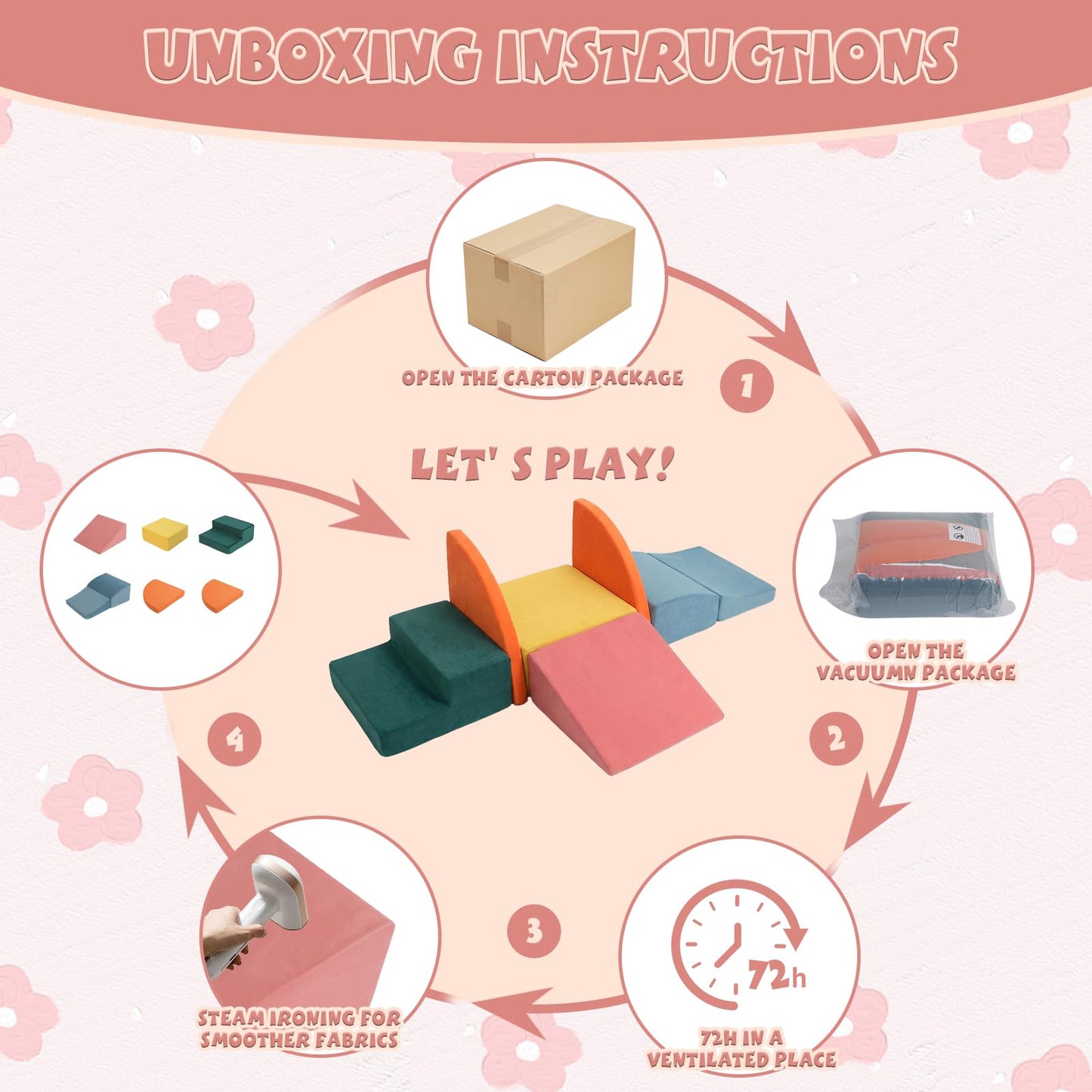 Pernasal Foam Climbing Blocks for Toddlers — 6-Piece Soft Play Set