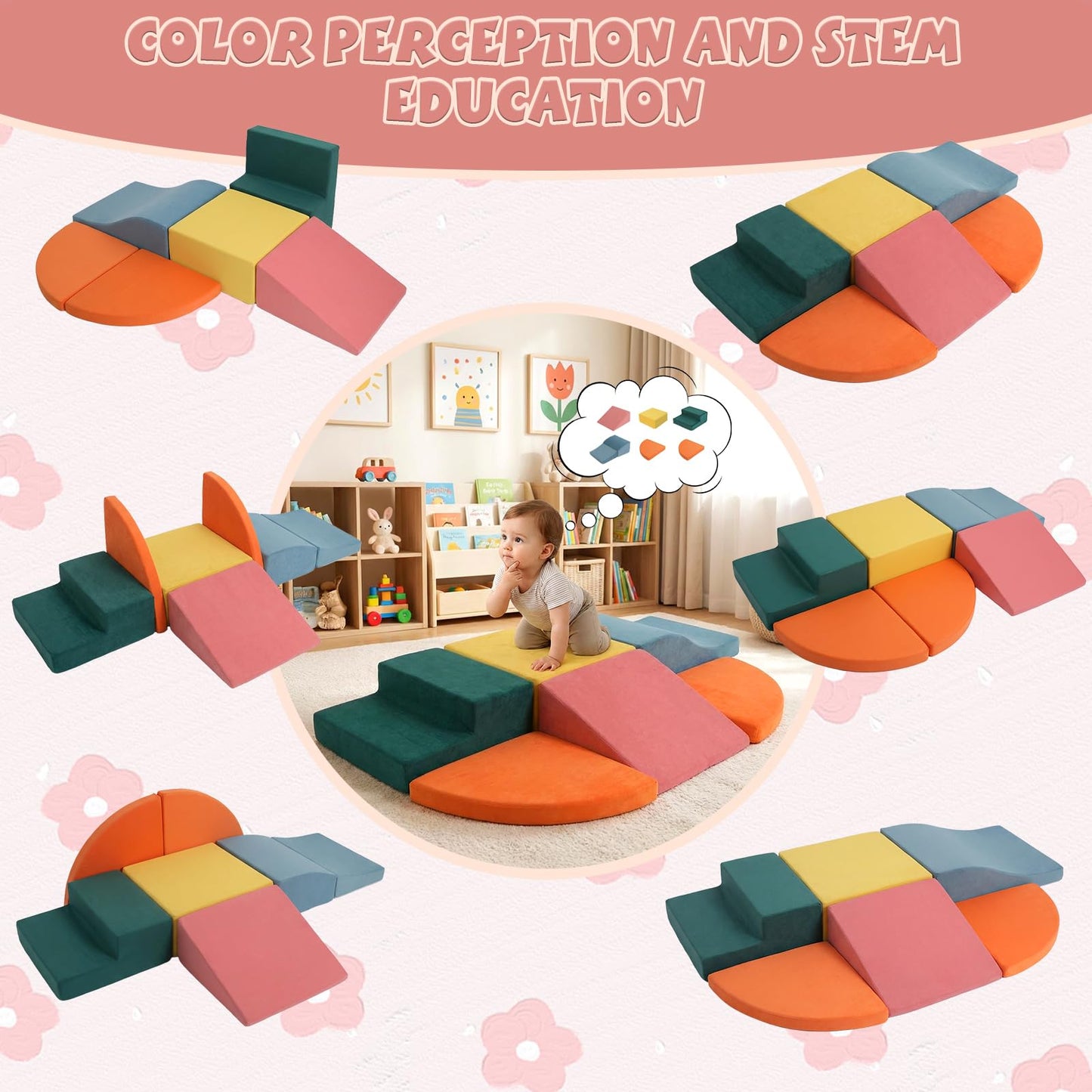 Pernasal Foam Climbing Blocks for Toddlers — 6-Piece Soft Play Set