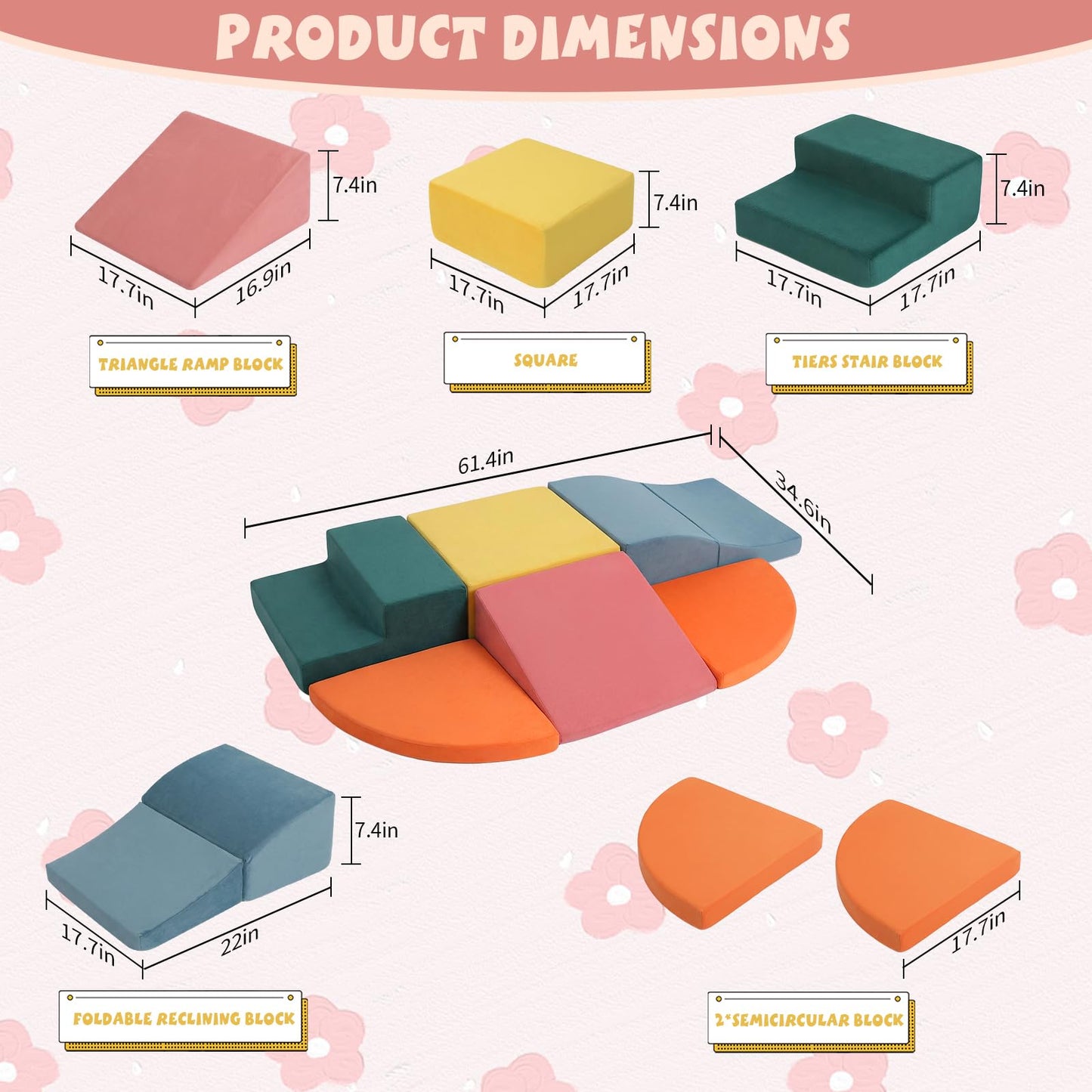 Pernasal Foam Climbing Blocks for Toddlers — 6-Piece Soft Play Set