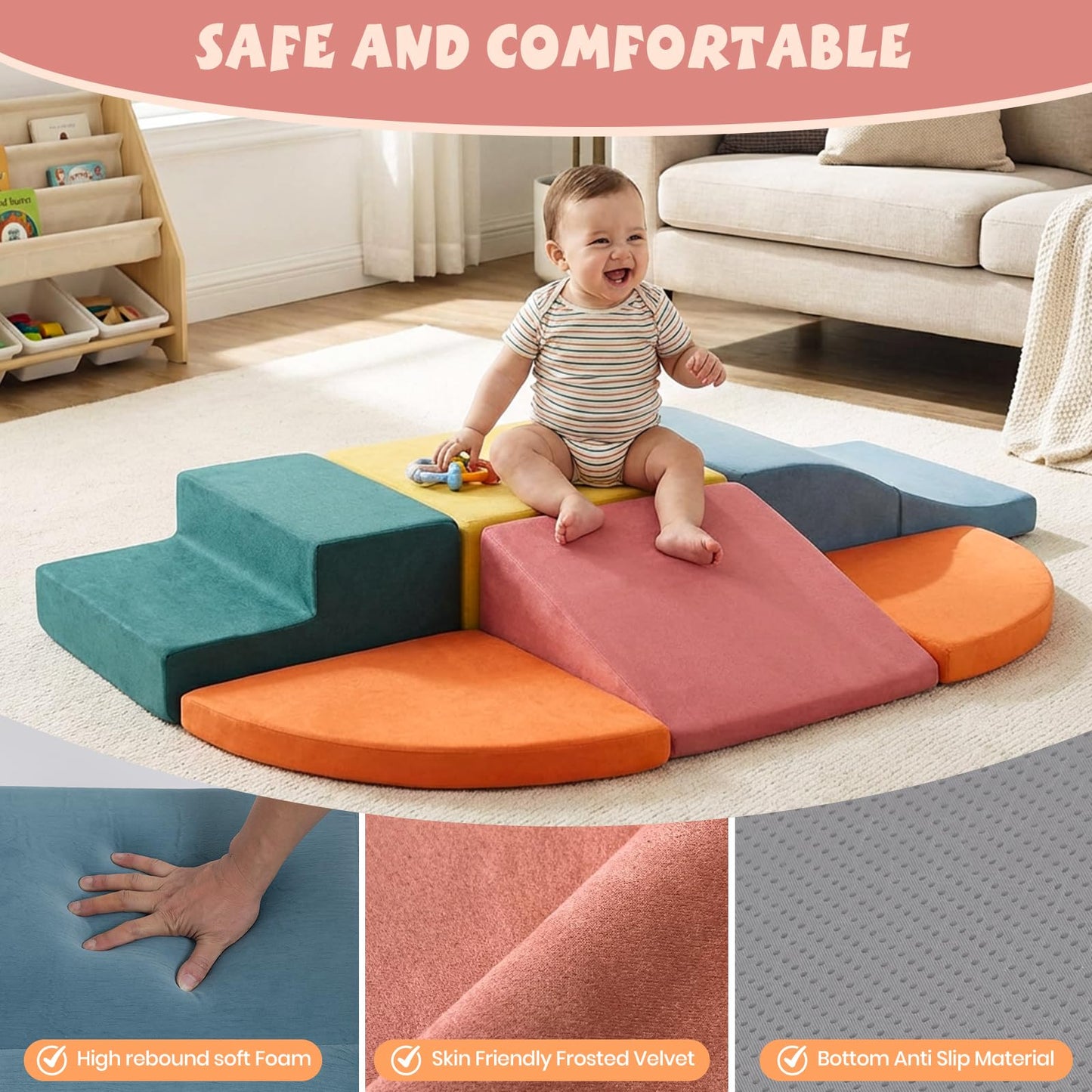 Pernasal Foam Climbing Blocks for Toddlers — 6-Piece Soft Play Set