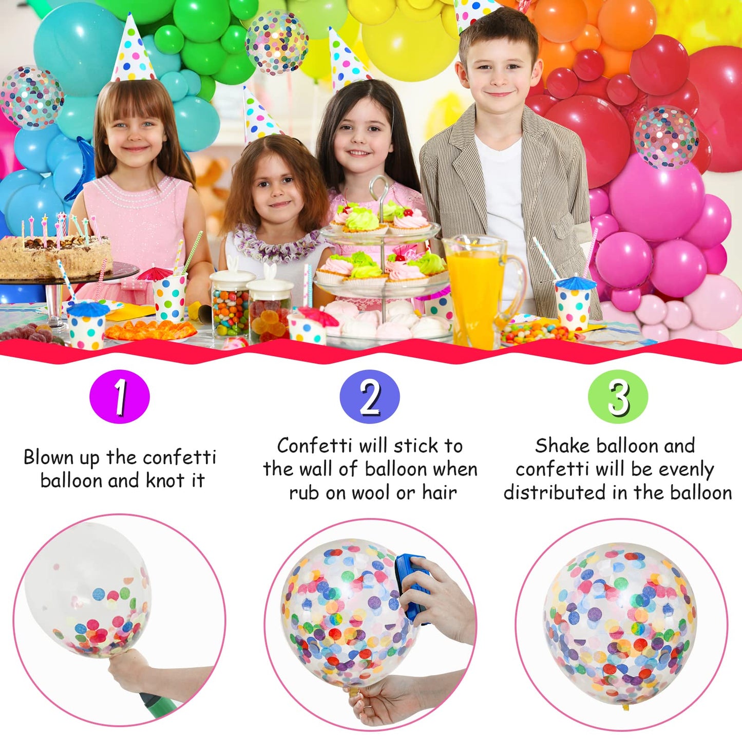 PERPAOL 146pcs Rainbow Balloon Arch Kit – 12 Colors, 4 Sizes for Parties