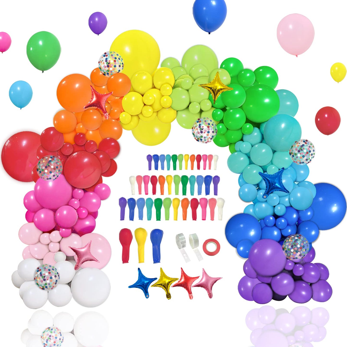 PERPAOL 146pcs Rainbow Balloon Arch Kit – 12 Colors, 4 Sizes for Parties