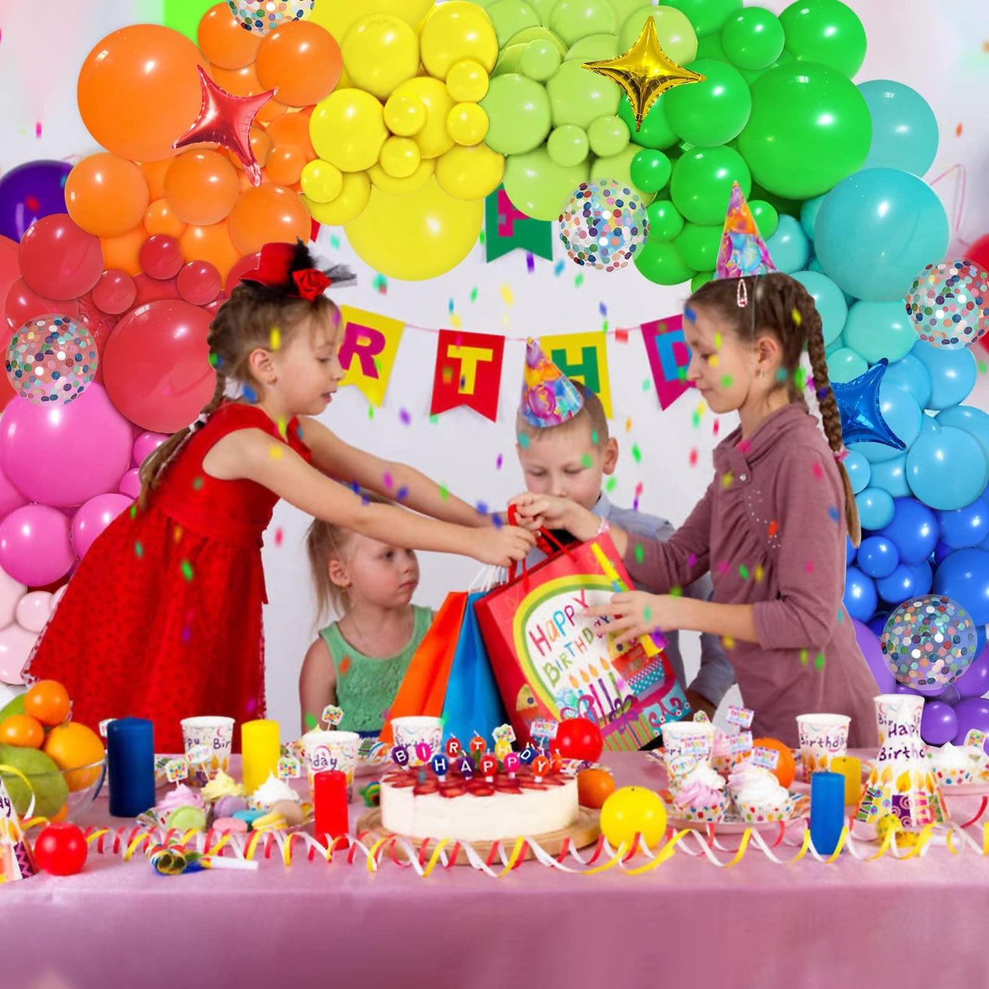 PERPAOL 146pcs Rainbow Balloon Arch Kit – 12 Colors, 4 Sizes for Parties