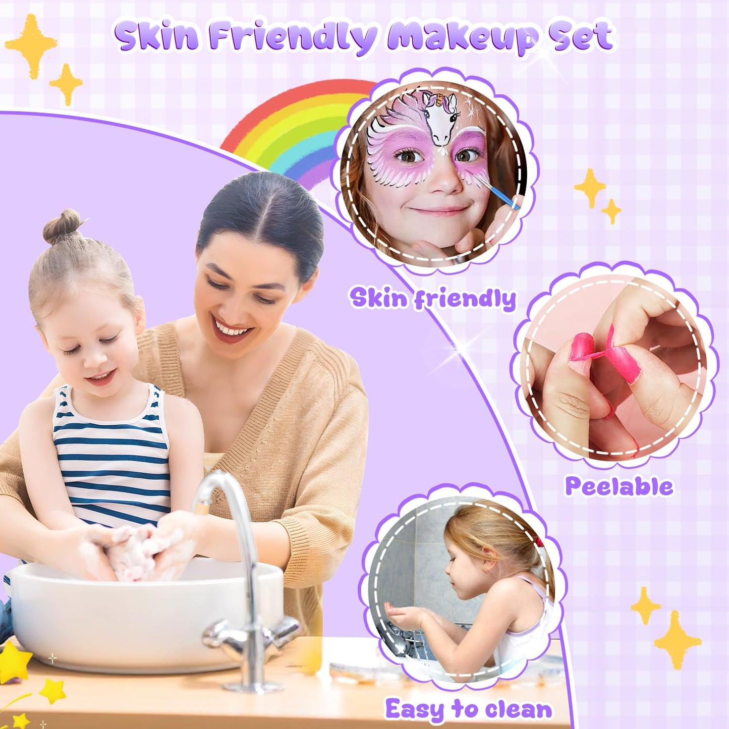 PERRYHOME Kids Makeup Kit for Girls – 2-in-1 Unicorn Cosmetic Set
