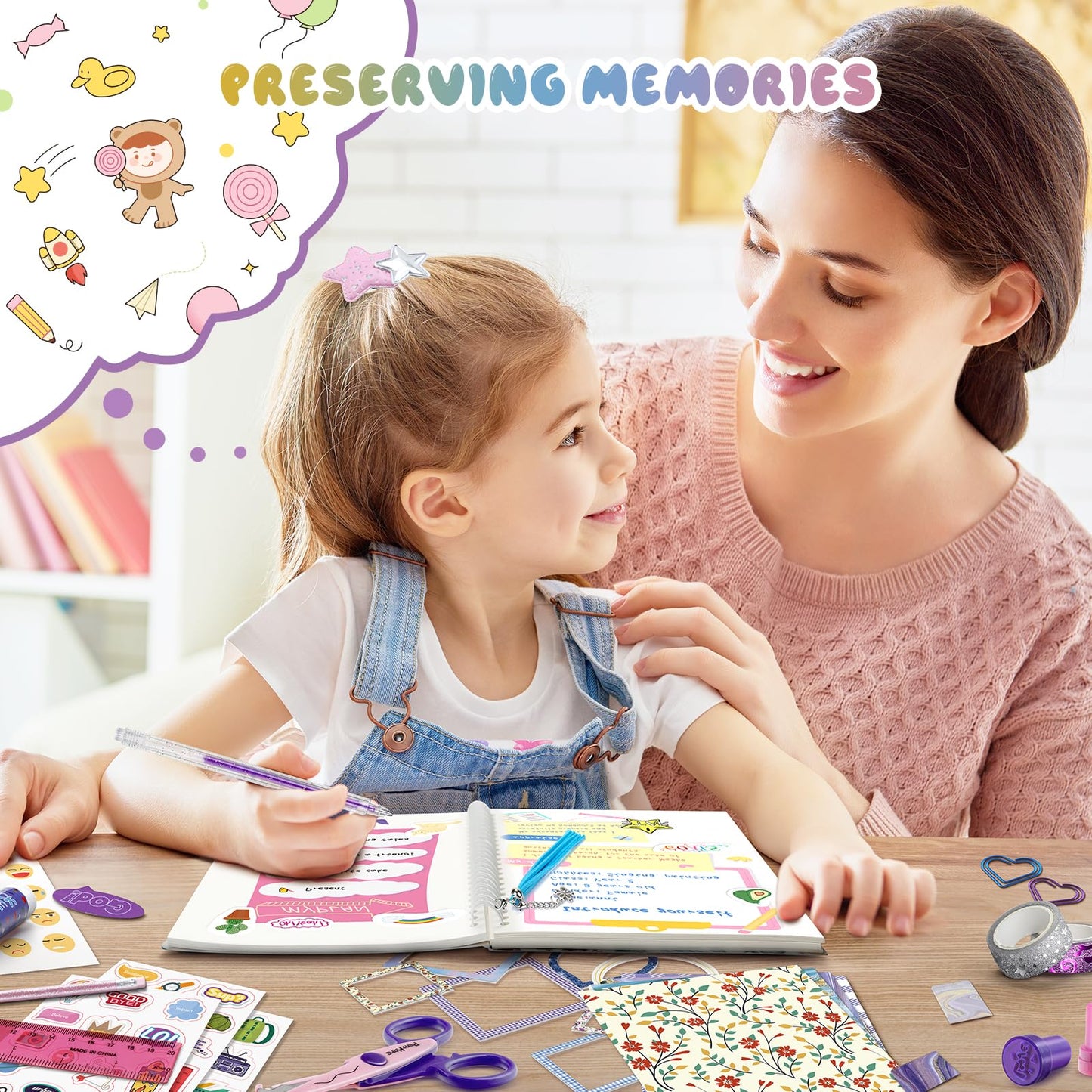 PERRYHOME 2-Pack DIY Journal Kit for Girls | 200+ Pcs Scrapbook & Diary Set