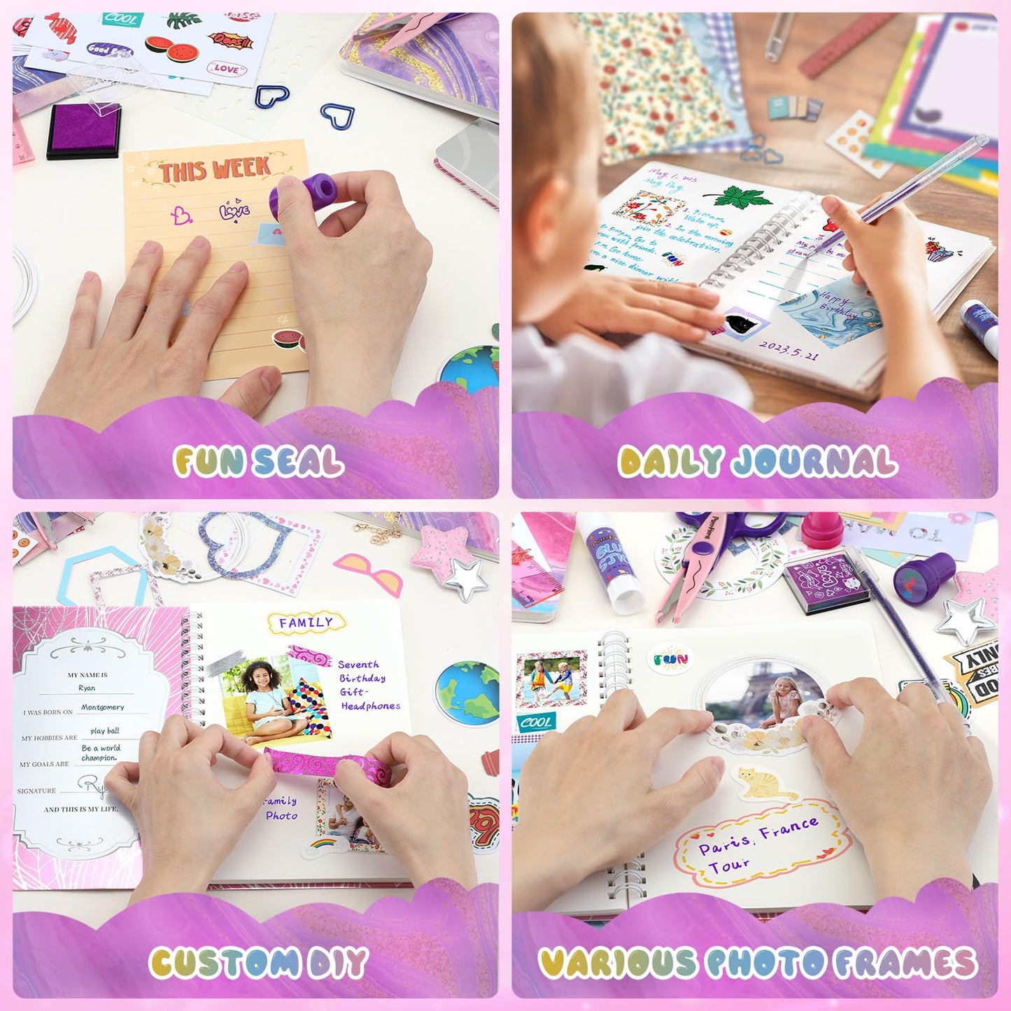 PERRYHOME 2-Pack DIY Journal Kit for Girls | 200+ Pcs Scrapbook & Diary Set