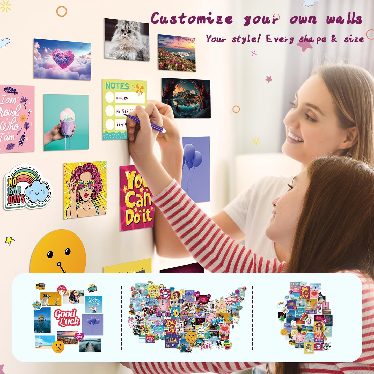 PERRYHOME 1300+ Pcs Wall Collage Kit for Teens | DIY Bedroom Decor for Teen Girls