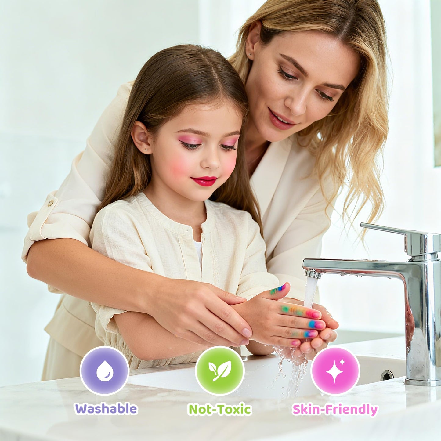 PERRYHOME 63-Piece Kids Makeup Set – Washable, Non-Toxic Unicorn Dress-Up Kit