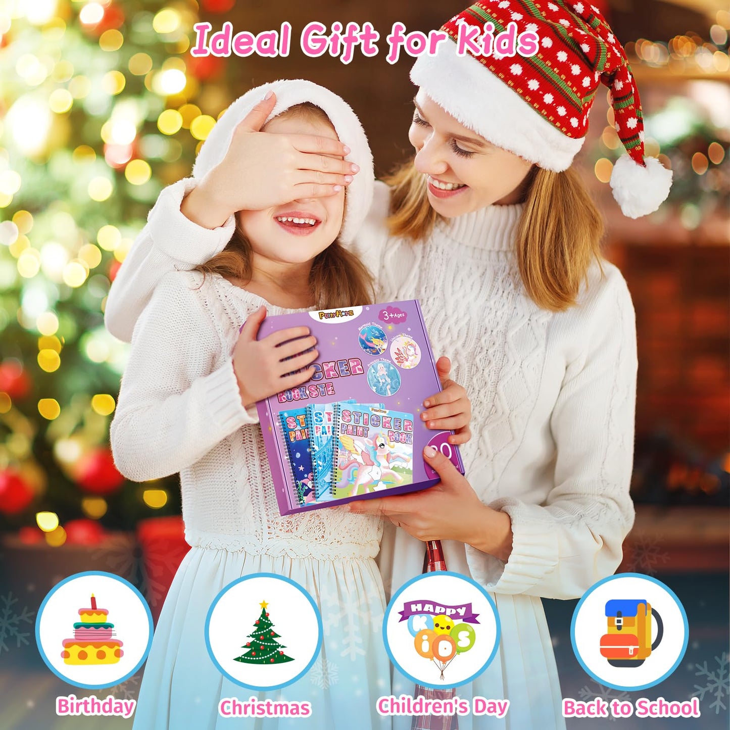 PERRYHOME 3pc Sticker by Number Paint Books for Girls (Ages 3-8) – Unicorn, Mermaid & Frozen