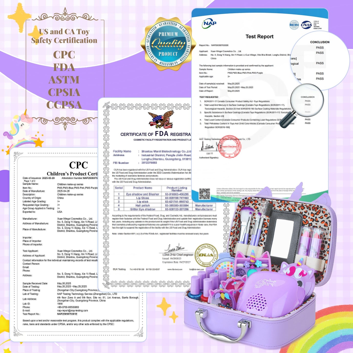 PERRYHOME Kids Makeup Kit for Girls – 2-in-1 Unicorn Cosmetic Set
