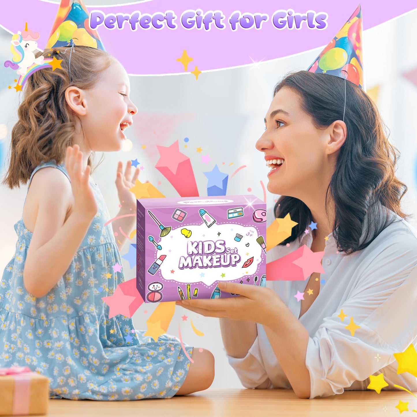 PERRYHOME Kids Makeup Kit for Girls – 2-in-1 Unicorn Cosmetic Set
