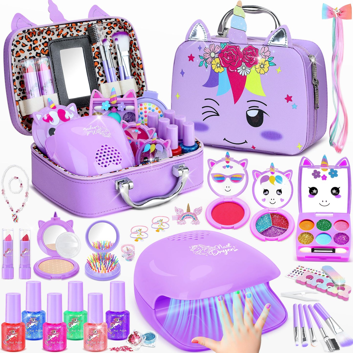PERRYHOME Kids Makeup Kit for Girls – 2-in-1 Unicorn Cosmetic Set