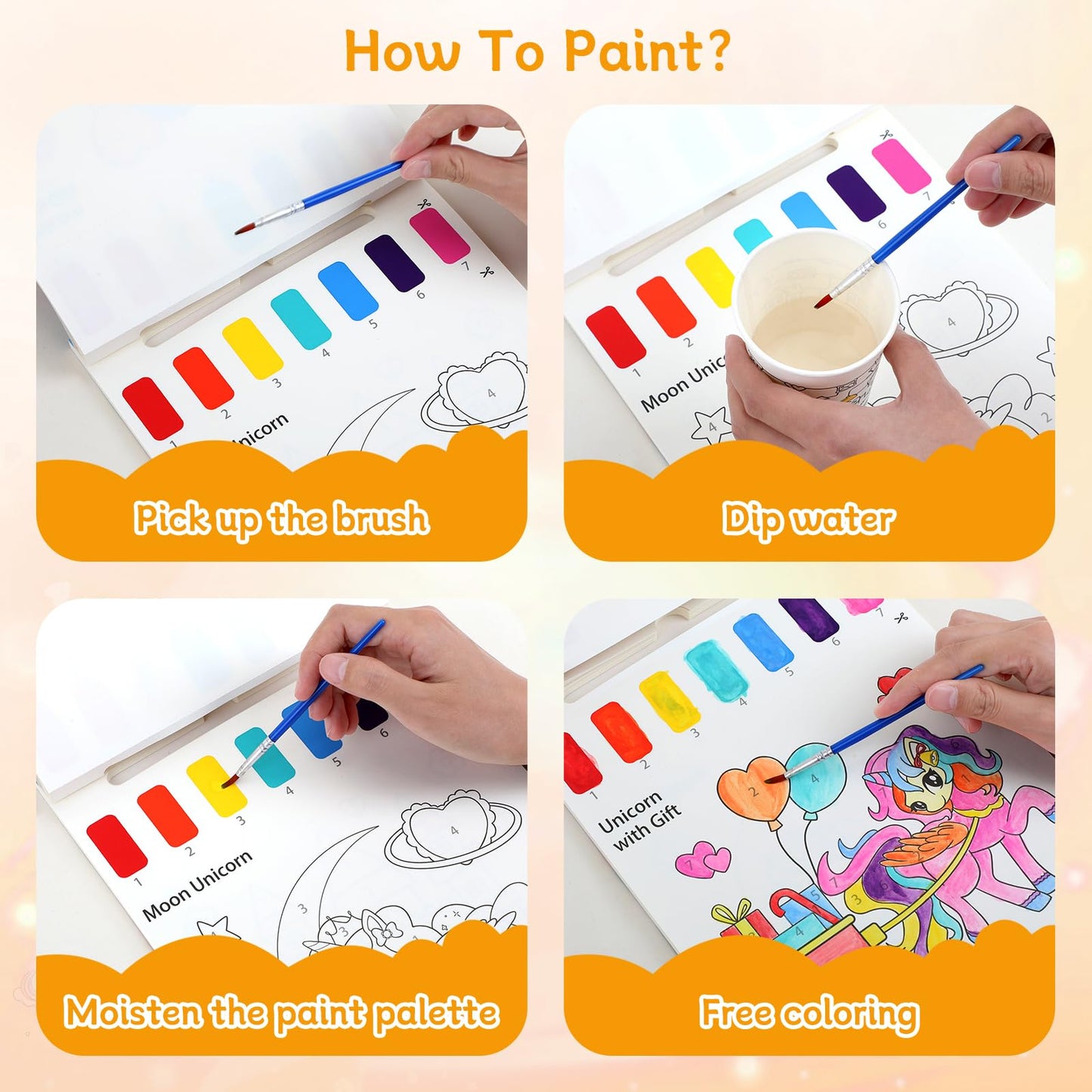 PERRYHOME Paint with Water Coloring Books for Kids – Dinosaur, Mess-Free & Thick Paper
