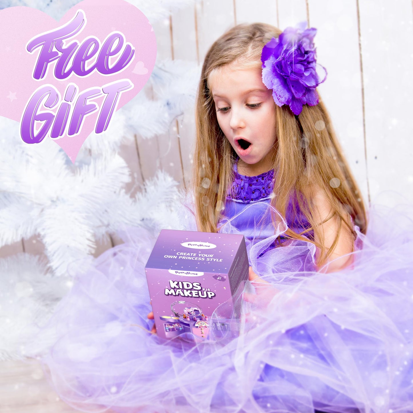 PERRYHOME 63-Piece Kids Makeup Set – Washable, Non-Toxic Unicorn Dress-Up Kit