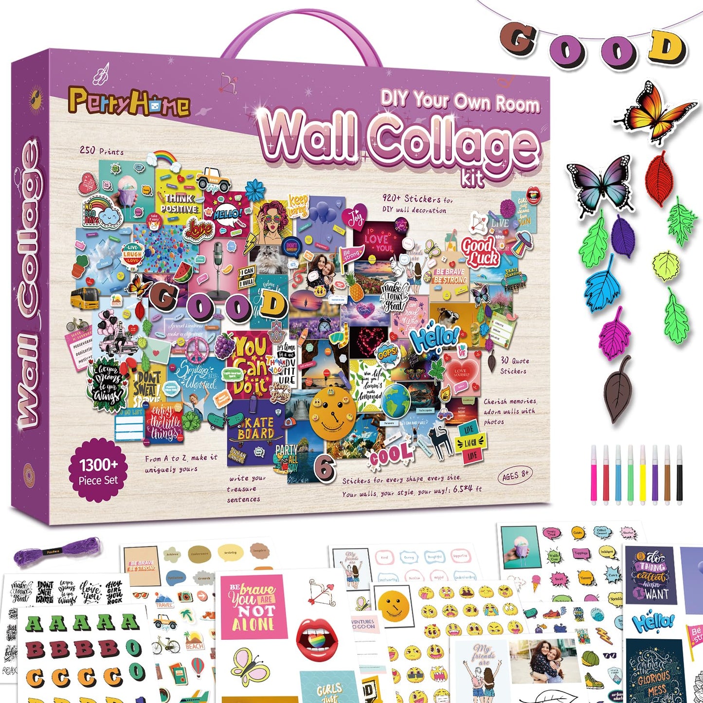PERRYHOME 1300+ Pcs Wall Collage Kit for Teens | DIY Bedroom Decor for Teen Girls