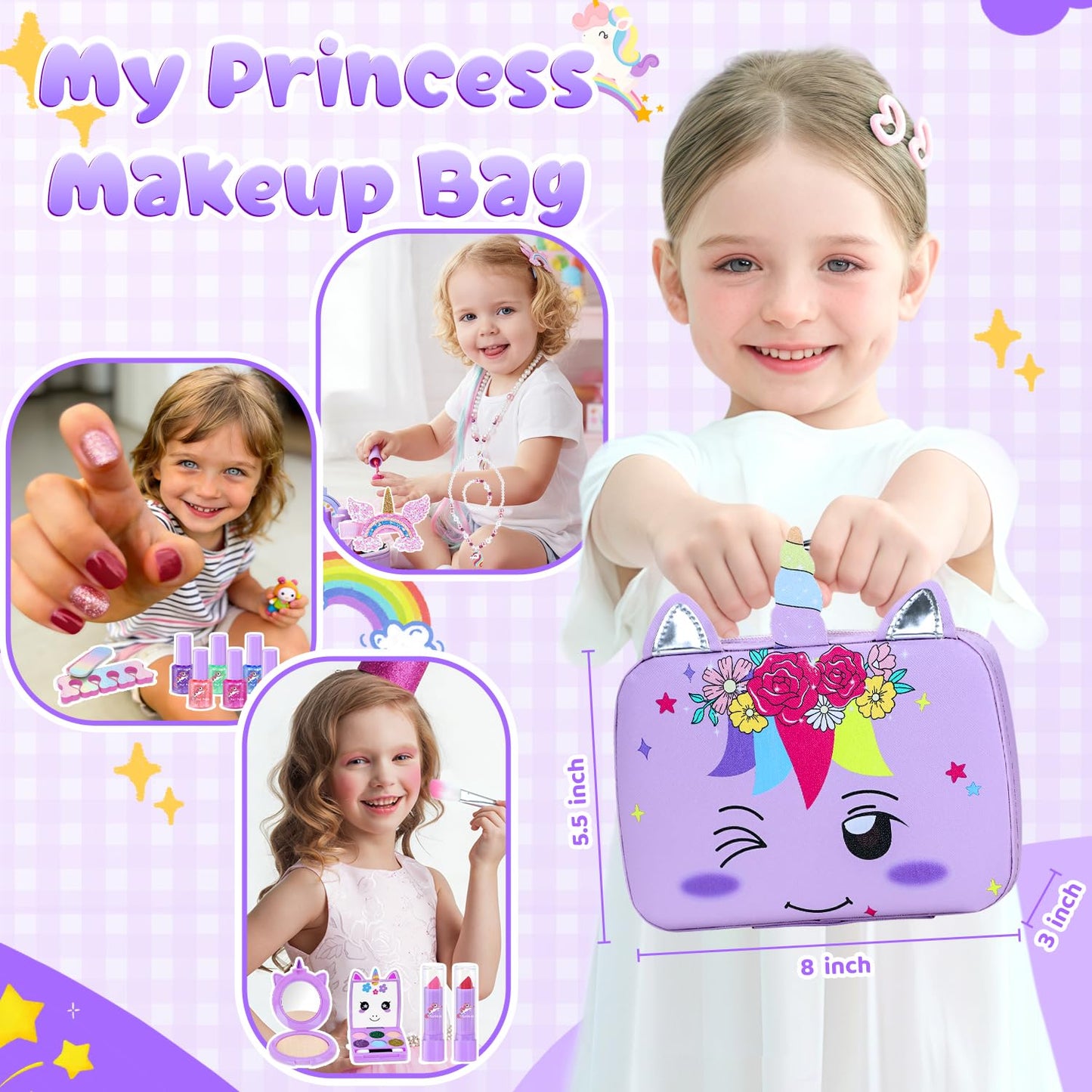PERRYHOME Kids Makeup Kit for Girls – 2-in-1 Unicorn Cosmetic Set