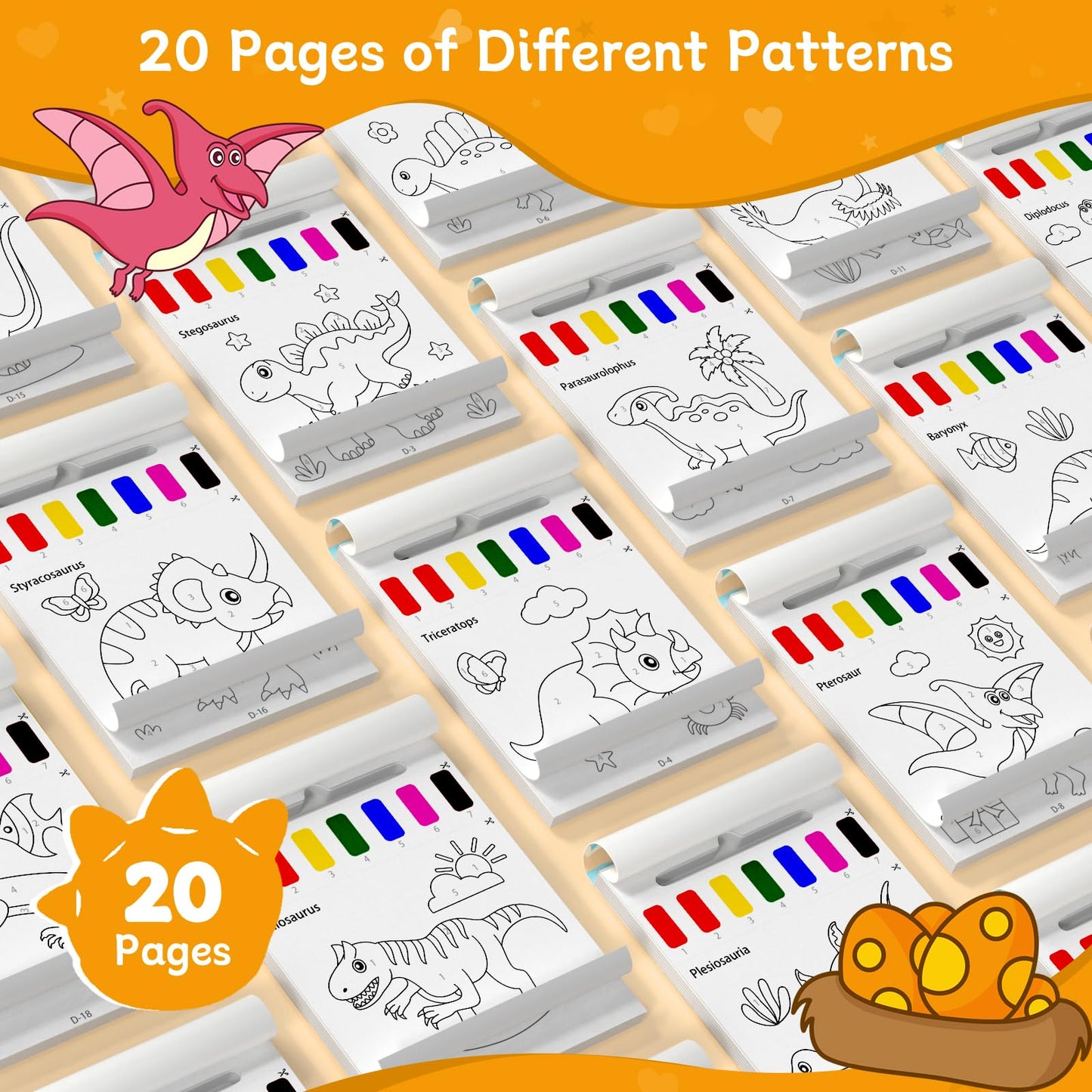 PERRYHOME Paint with Water Coloring Books for Kids – Dinosaur, Mess-Free & Thick Paper