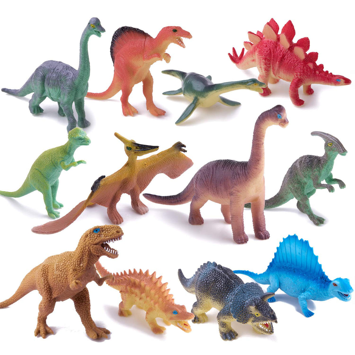 Peruser Dinosaurs 12-Pack: 5-7 Inch Realistic Dino Figures with Book | Gift Set