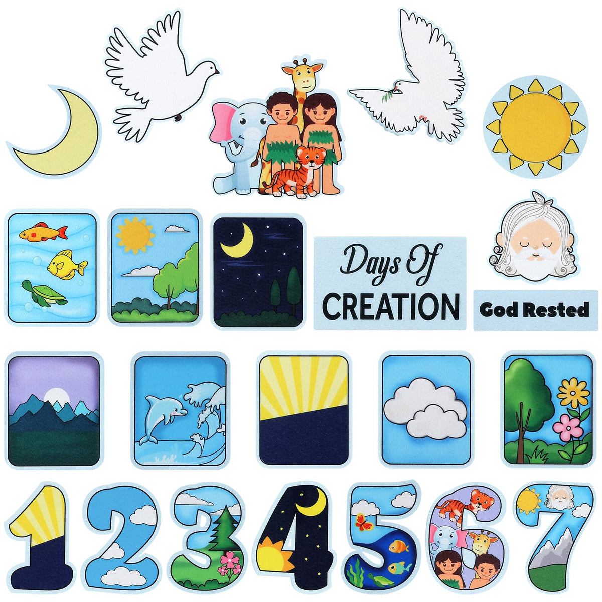 Peryiter Creation Story Felt Board – 23 Days of Creation Bible Storyboard Sets for Preschool & Kids