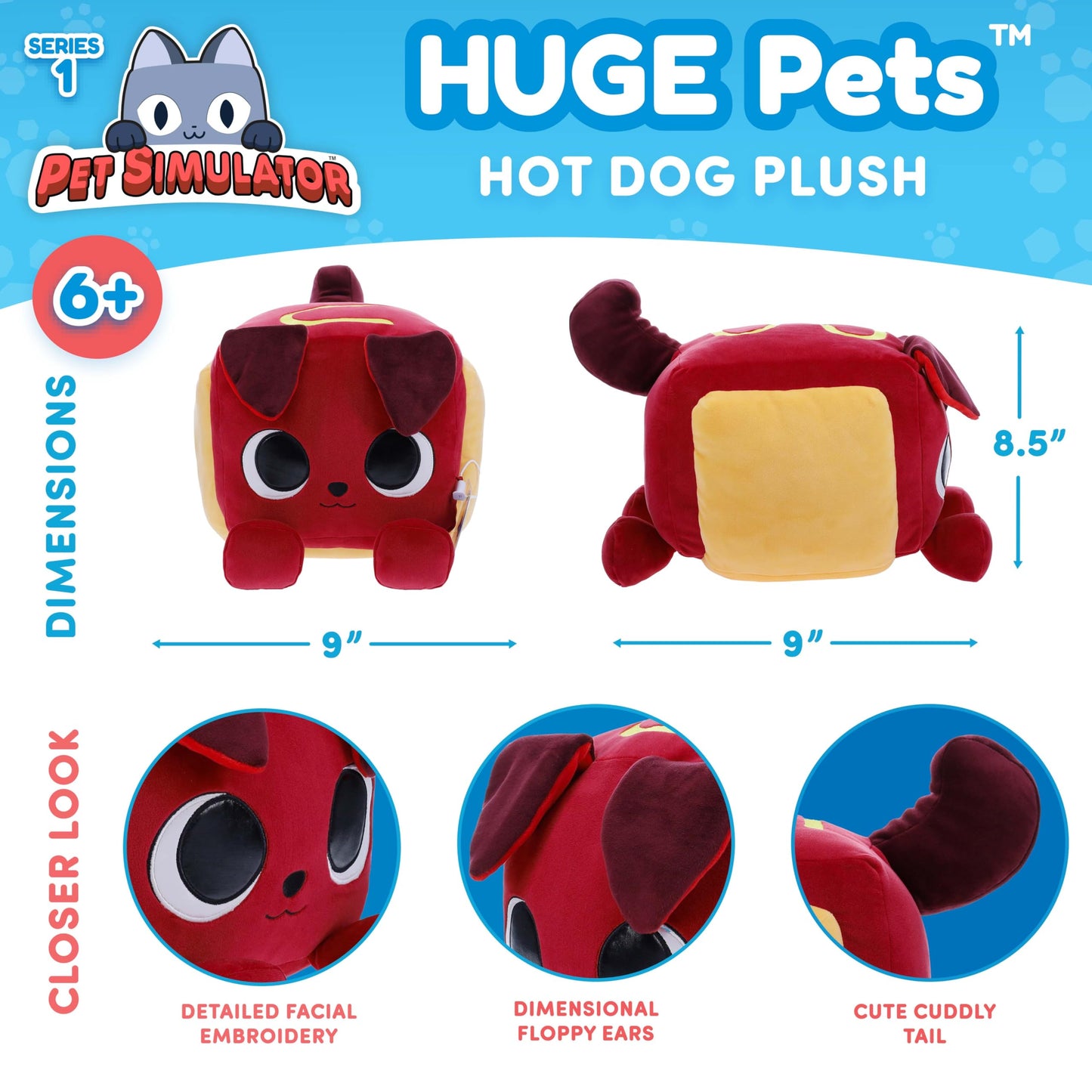 Pet Simulator Hot Dog Huge Pet Plush – 8.5" Tall + Exclusive DLC Code
