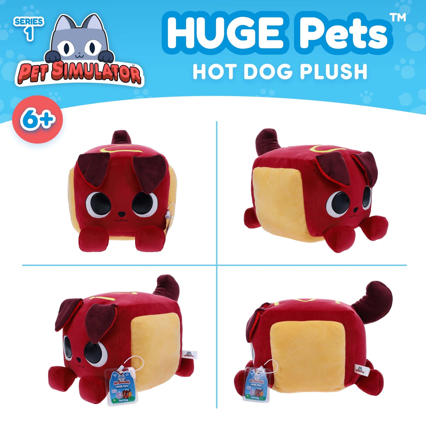 Pet Simulator Hot Dog Huge Pet Plush – 8.5" Tall + Exclusive DLC Code