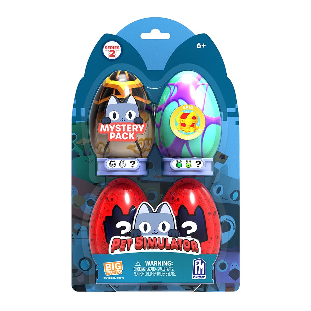 Pet Simulator Mystery Pet Minifigures 4-Pack Series 2 – 4 Eggs, Accessories & DLC