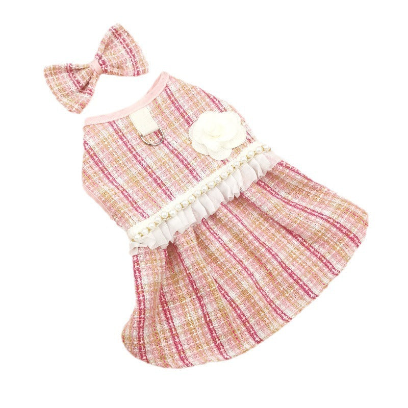 Adorable Pet Dress with Accessories | Cat Skirt with Headdress & Necklace