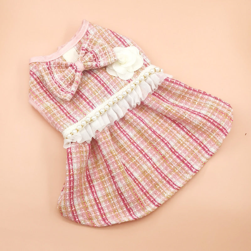 Adorable Pet Dress with Accessories | Cat Skirt with Headdress & Necklace