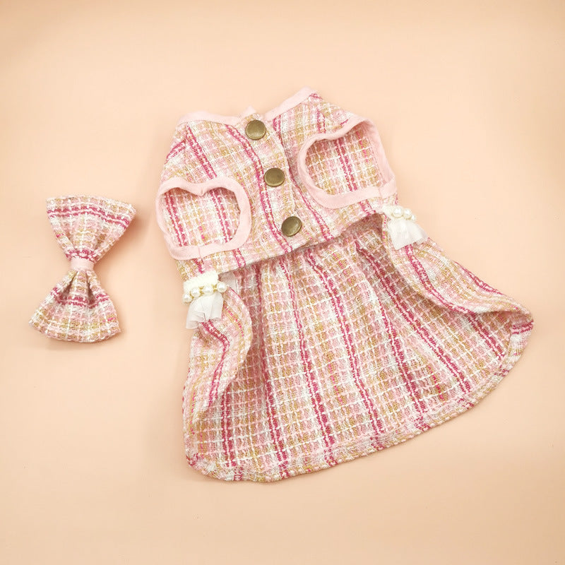 Adorable Pet Dress with Accessories | Cat Skirt with Headdress & Necklace
