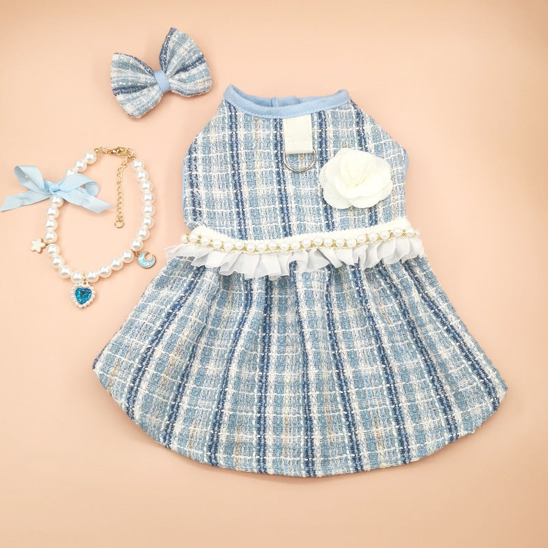 Adorable Pet Dress with Accessories | Cat Skirt with Headdress & Necklace
