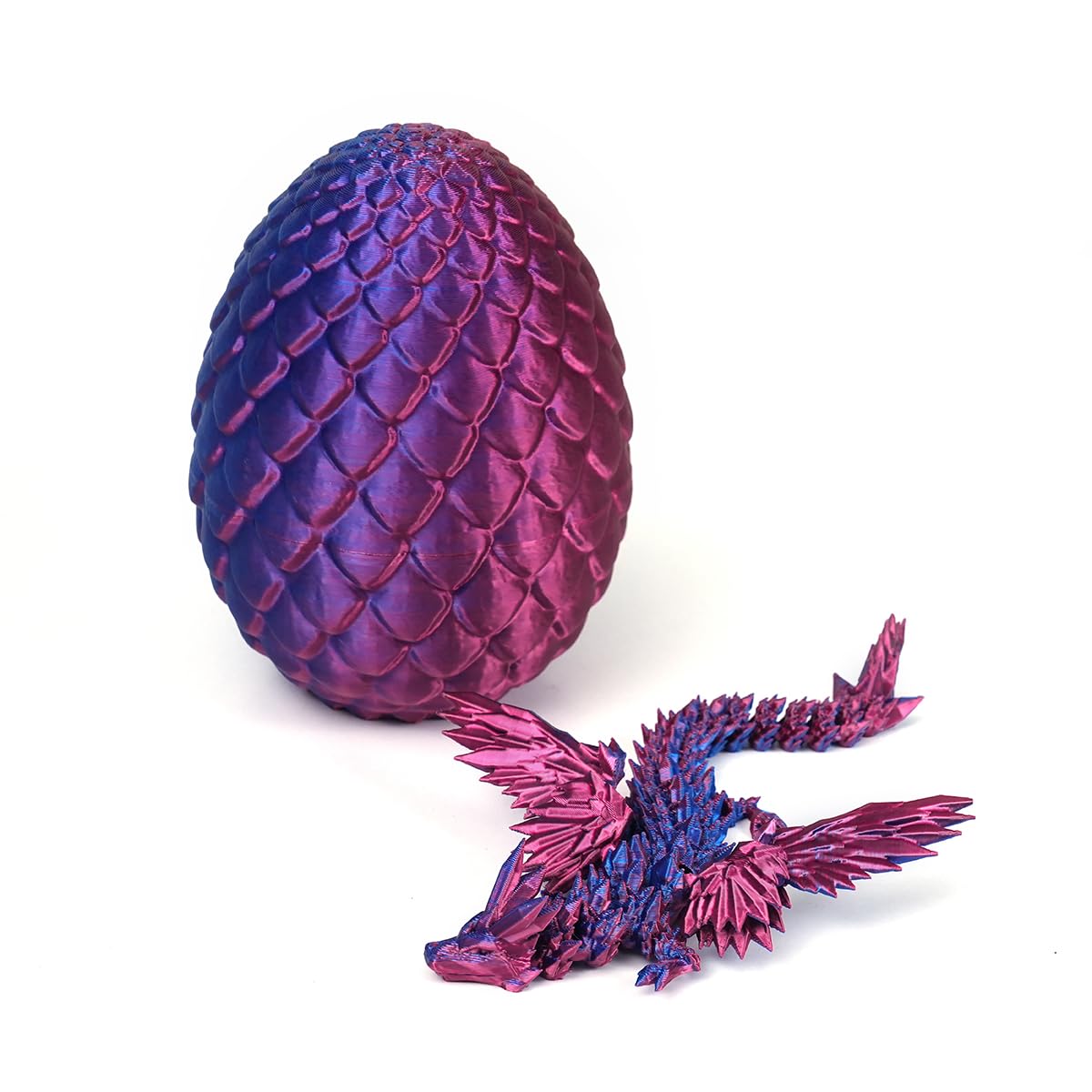 PETBSNVB 3D Printed Dragon in Egg with Wings – Articulated Laser Purple Dragon