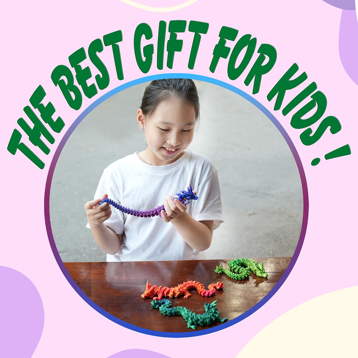 PETBSNVB 12-Inch Articulated Purple Dragon – 3D Printed Fidget Toy & Desk Decor
