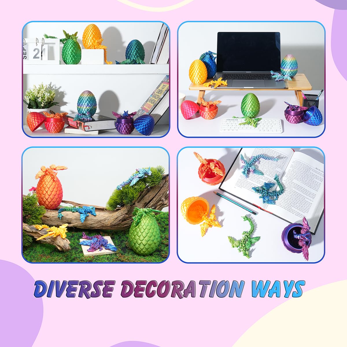 PETBSNVB 3D Printed Dragon in Egg — Easter Surprise, Articulated Fidget Toy, Desk Decor (Laser Red)