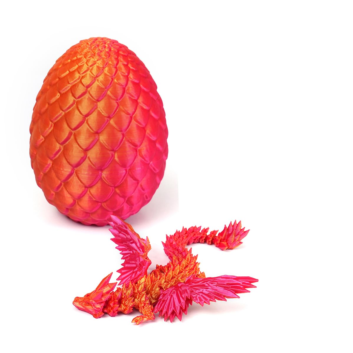 PETBSNVB 3D Printed Dragon in Egg — Easter Surprise, Articulated Fidget Toy, Desk Decor (Laser Red)
