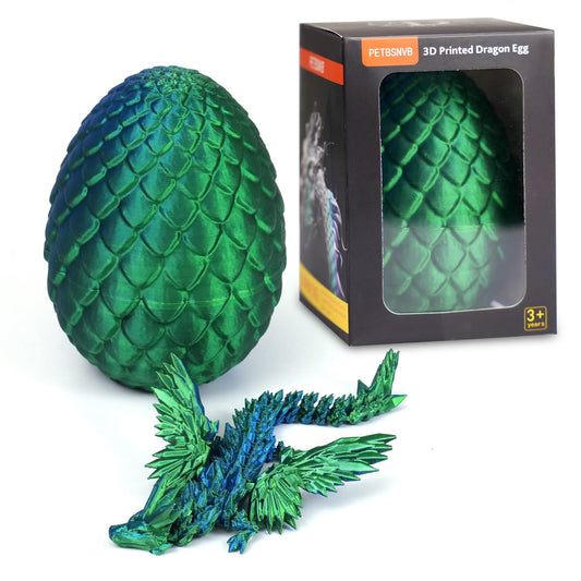 3D Printed Dragon in Egg – Easter Surprise, Fidget Toy, Desk Decor | PETBSNVB