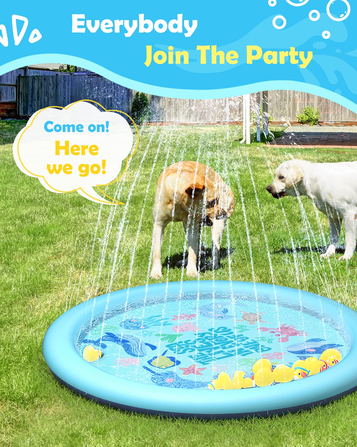 Peteast Ocean-Themed Anti-Slip Splash Pad – 67in, 0.58mm Thick for Kids and Dogs