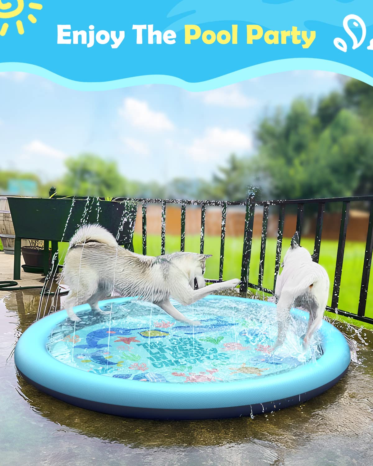 Peteast Ocean-Themed Anti-Slip Splash Pad – 67in, 0.58mm Thick for Kids and Dogs