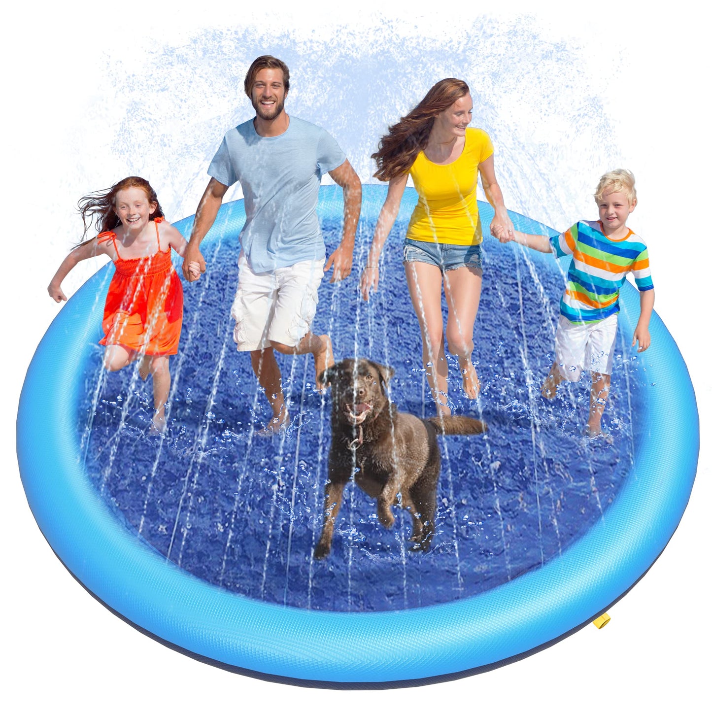 Peteast Large Dog Splash Pad – 86in Anti-Slip Pool with Thickened Sprinkler