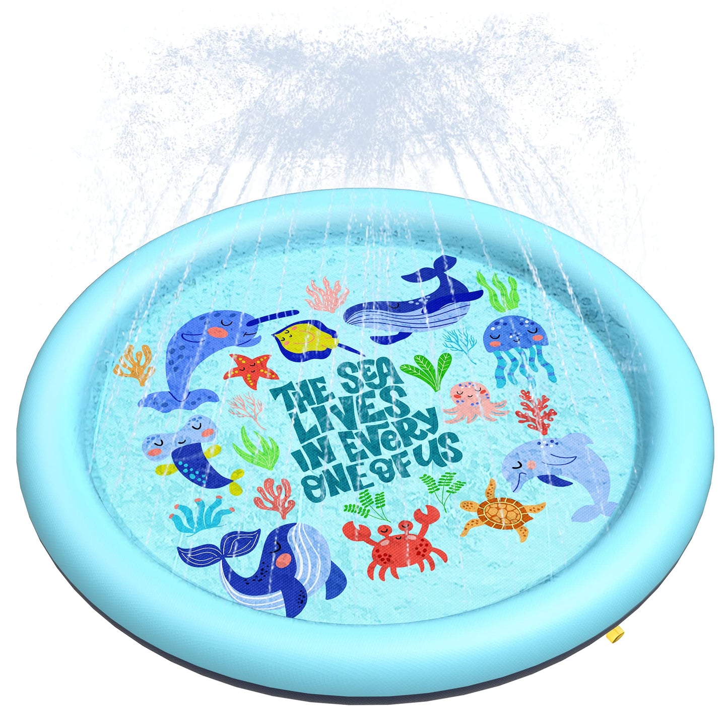 Peteast Ocean-Themed Anti-Slip Splash Pad – 67in, 0.58mm Thick for Kids and Dogs