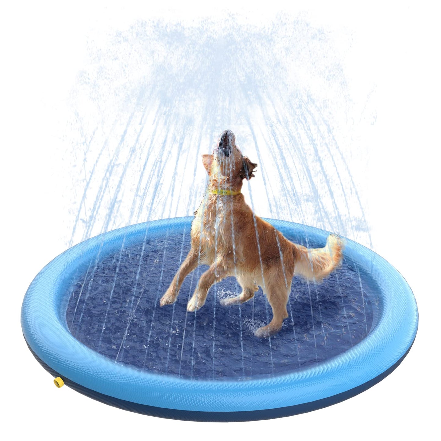 Peteast Splash Pad for Dogs & Kids – Anti-Slip Large Dog Pool, 0.58mm Thick Outdoor Water Play Mat (51in)