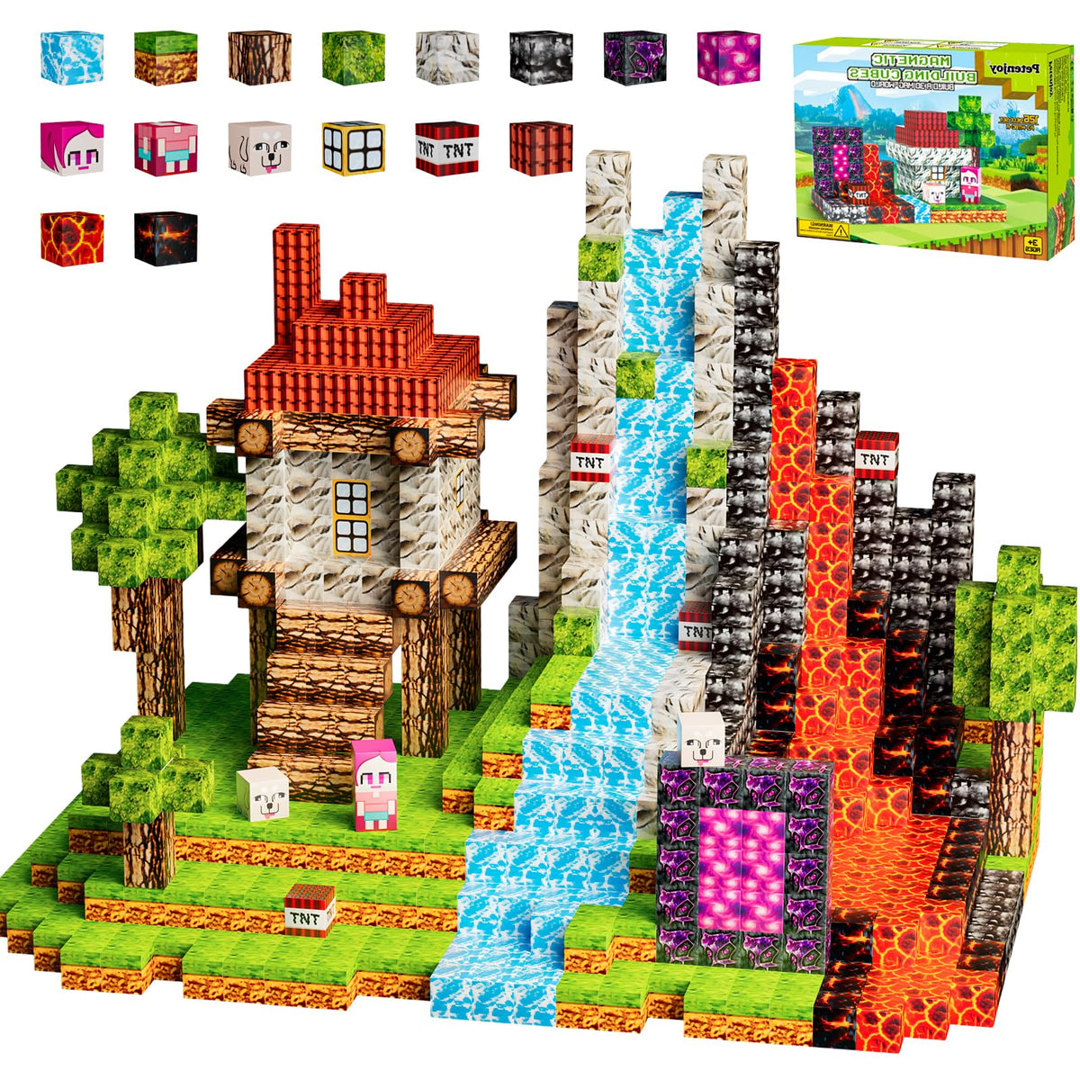 Petenjoy Magnetic Blocks 126 PCS – 1-Inch Magnetic Building Toy Set for Kids Ages 4-12